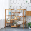 Bamboo Customizable Plant Stand Shelf Flower Pots Holder Display Rack Utility Shelf Bathroom Rack 9-Tier Storage Rack Shelving